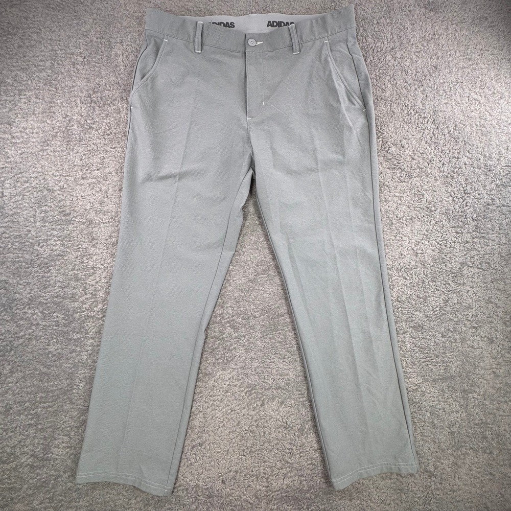 Adidas Mens Grey Textured Golf Pants‎ 36x30 Performance Stretch CD9806
